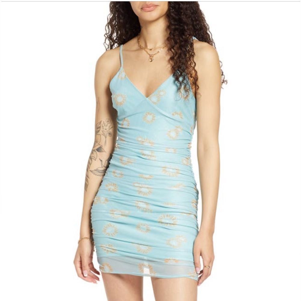 Ruched Mesh Minidress      